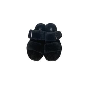 NWB UGG Black Shearling Slide Sandals in Black